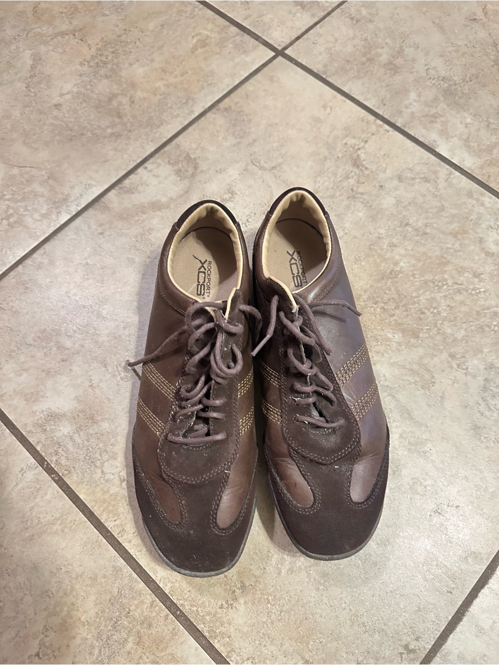 Rockport Men's Brown Leather Lace-Up Sneakers